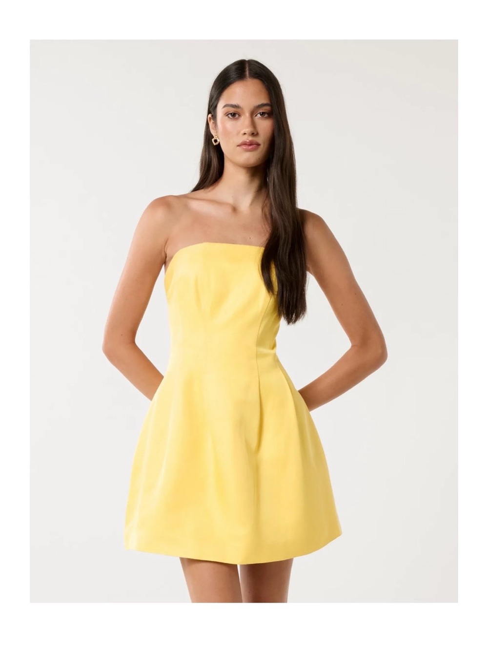 Ever New Strapless Yellow A-Line Mini Dress